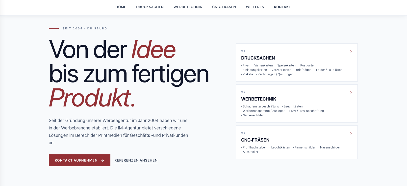 IM Agentur: Webdesign-Referenz von Primus Webdesign aus Essen